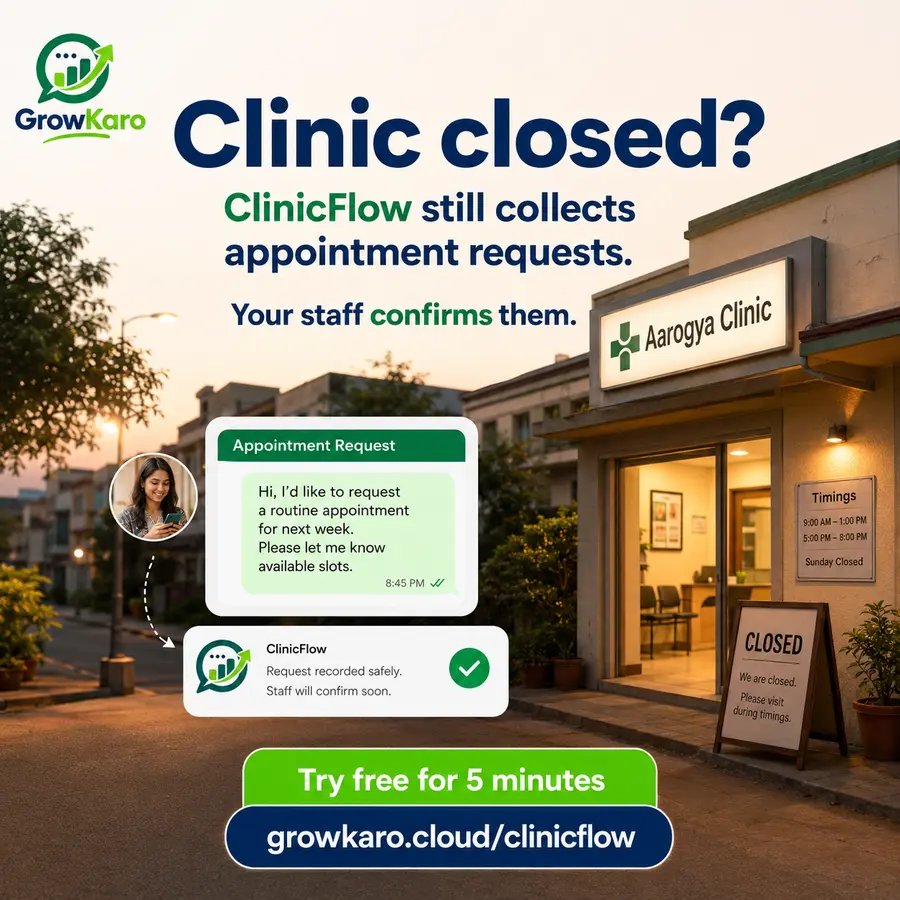 ClinicFlow collects appointment requests after clinic hours